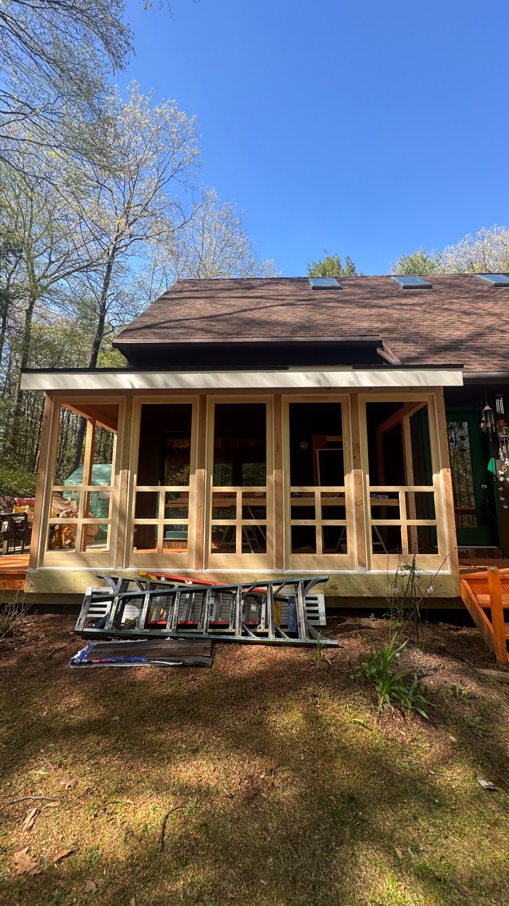 Screen porch addition in progress